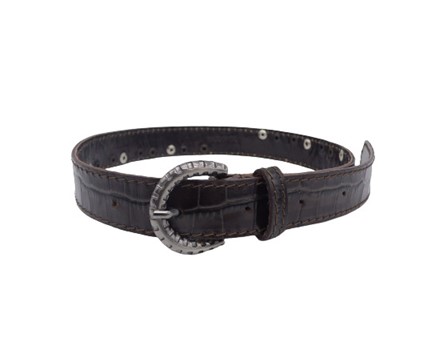 Cintura in pelle con fascia di borchie