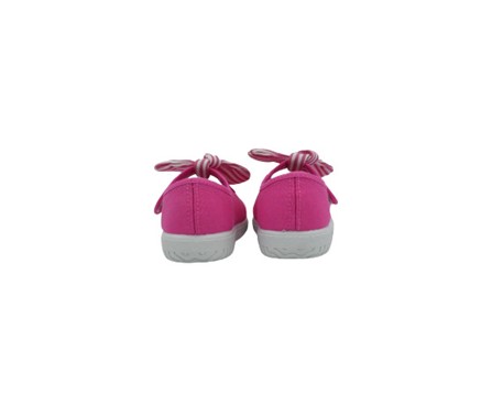 Ballerina in tessuto con cinturino in velcro e fiocco
