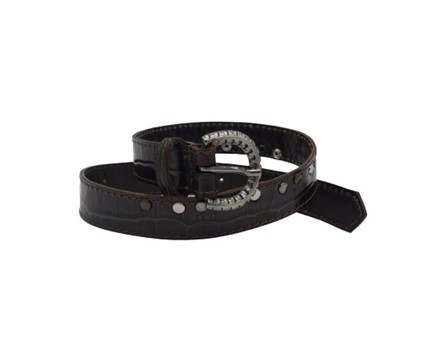 Cintura in pelle con fascia di borchie