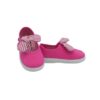 Ballerina in tessuto con cinturino in velcro e fiocco