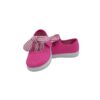 Ballerina in tessuto con cinturino in velcro e fiocco