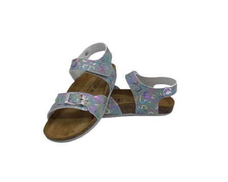 Sandalo in eco pelle con cuori multicolor