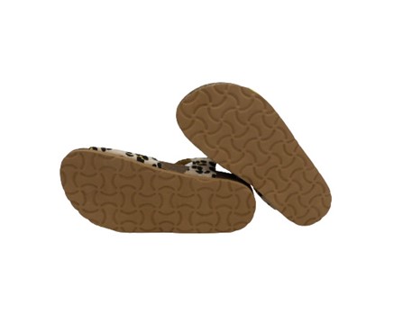 Sandalo in pelle glitterata e maculata con doppia fibbia