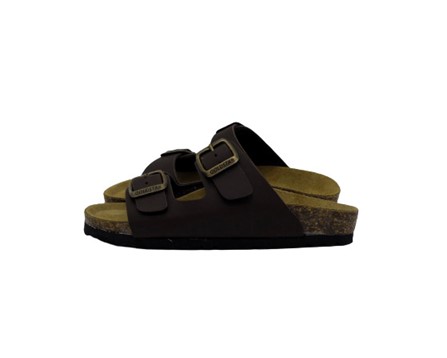 Ciabatta in eco pelle con doppie fibbie