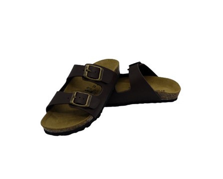 Ciabatta in eco pelle con doppie fibbie