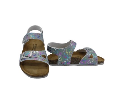 Sandalo in eco pelle con cuori multicolor