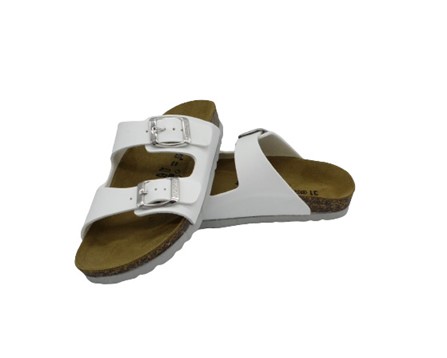 Ciabatta in eco pelle con doppie fibbie