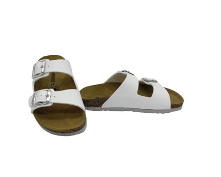 Ciabatta in eco pelle con doppie fibbie