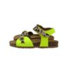 Sandalo in pelle glitterata e maculata con doppia fibbia