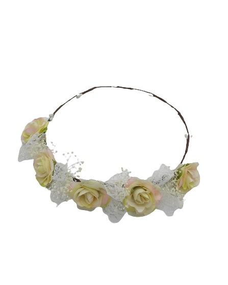 Coroncina con fiori e pizzo