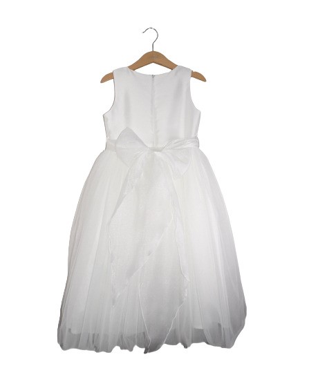 Vestito con balza in tulle e fiore