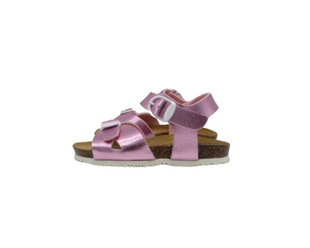 Sandalo in pelle laminata con doppia fibbia