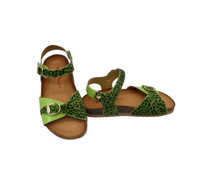 Sandalo in vernice e leopardato con doppia fibbia