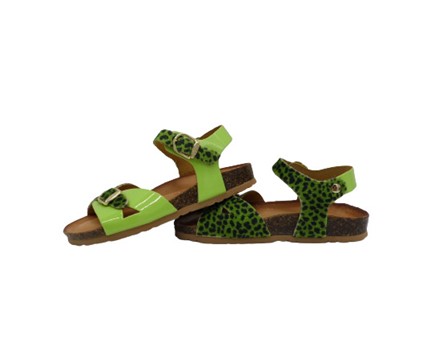 Sandalo in vernice e leopardato con doppia fibbia