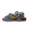 Sandalo bio in vernice con micro glitter e doppie fibbie