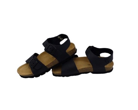 Sandalo bio in pelle con doppie fibbie