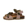 Sandalo in micro glitter e leopardato con doppia fibbia