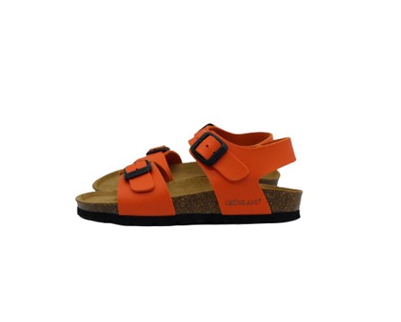 Sandalo bio in pelle con doppie fibbie