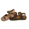 Sandalo in micro glitter e leopardato con doppia fibbia