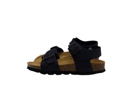 Sandalo bio in pelle con doppie fibbie