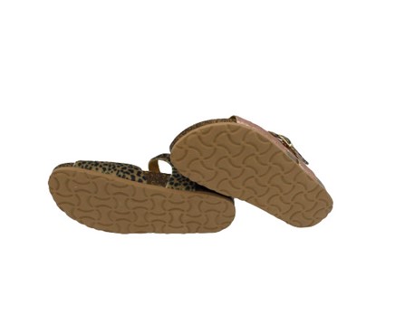 Sandalo in micro glitter e leopardato con doppia fibbia