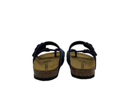 Ciabatta infradito in eco pelle con doppie fibbie