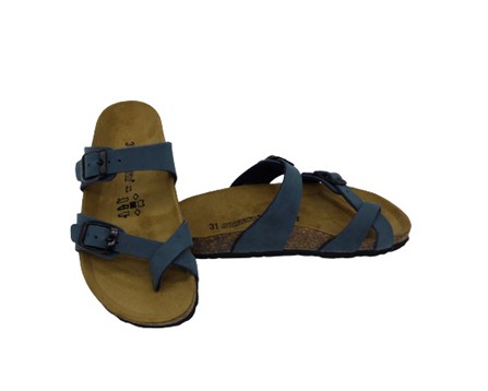 Ciabatta infradito in eco pelle con doppie fibbie