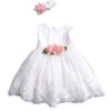 Vestito tulle pois con pizzo con fiori + fascia