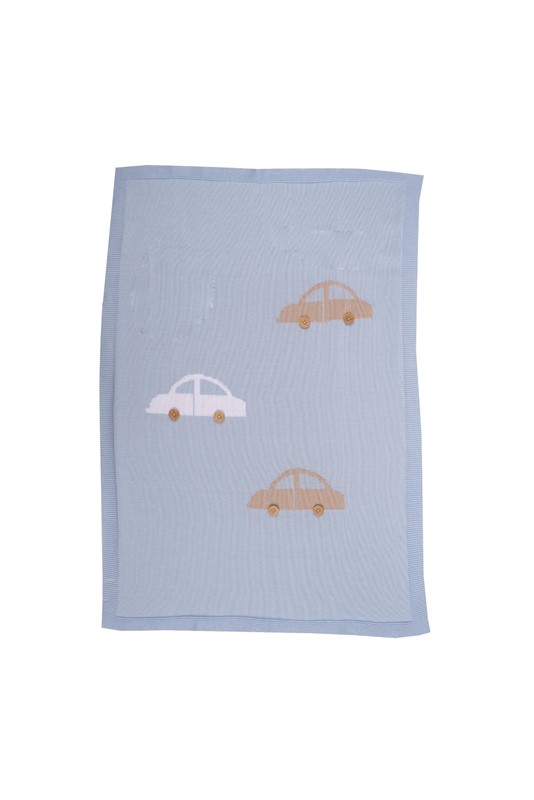 Copertina in maglia con ricami macchinine