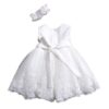 Vestito tulle pois con pizzo con fiori + fascia