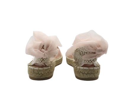 Espadrilles in tessuto con brillantini e nastro in tulle