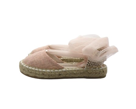 Espadrilles in tessuto con brillantini e nastro in tulle