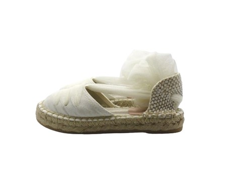Espadrilles in tessuto con nastro in tulle