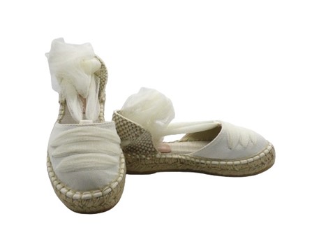Espadrilles in tessuto con nastro in tulle