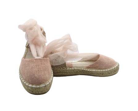 Espadrilles in tessuto con brillantini e nastro in tulle