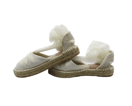 Espadrilles in tessuto con nastro in tulle