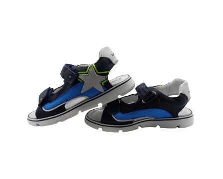 Sandalo in pelle con doppio velcro