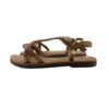 Sandalo in pelle e micro strass con fibbia