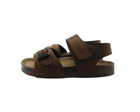 Sandalo in eco pelle con velcro e fibbia
