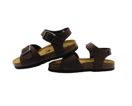 Sandalo in pelle con doppia fibbia