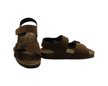 Sandalo in eco pelle con velcro e fibbia