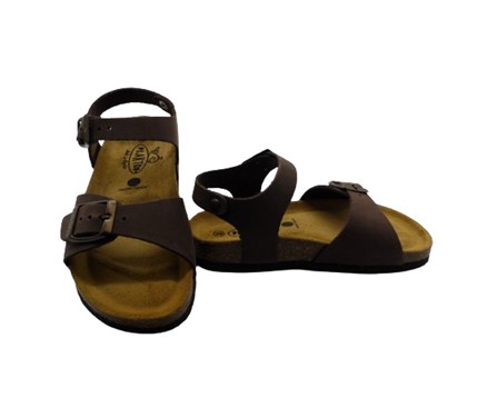 Sandalo in pelle con doppia fibbia