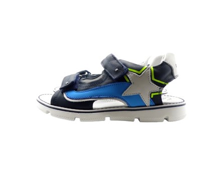 Sandalo in pelle con doppio velcro