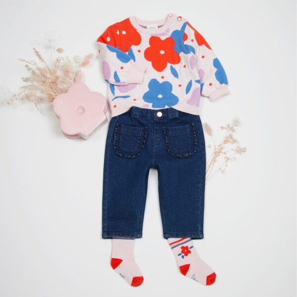 Pantalone jeans con taschine sul davanti