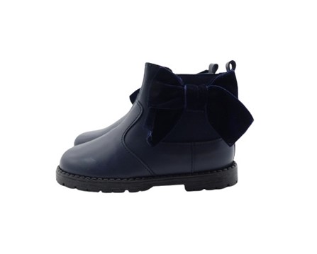 Stivaletto in pelle con fiocco in velluto e zip