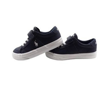 Sneaker in pelle con velcro e lacci