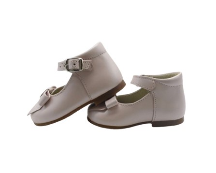 Ballerina primo passo in pelle con fiocco