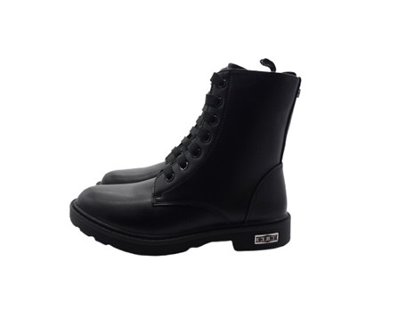 Anfibio in pelle con lacci e zip