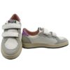Sneaker in pelle e micro glitter con doppio velcro