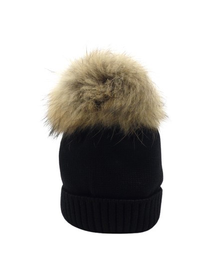Cappello con risvolto e pon pon